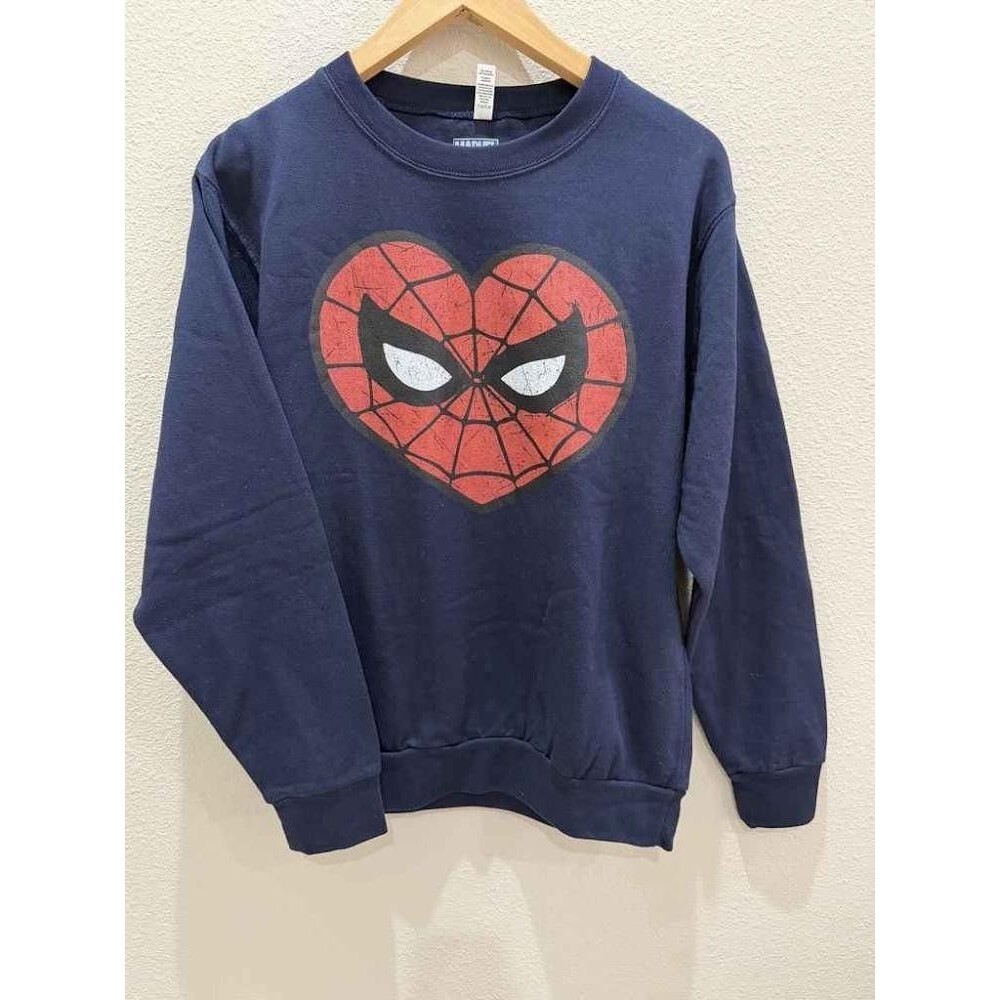 Marvel Spider-Man Heart Mask Graphic Crewneck Navy S